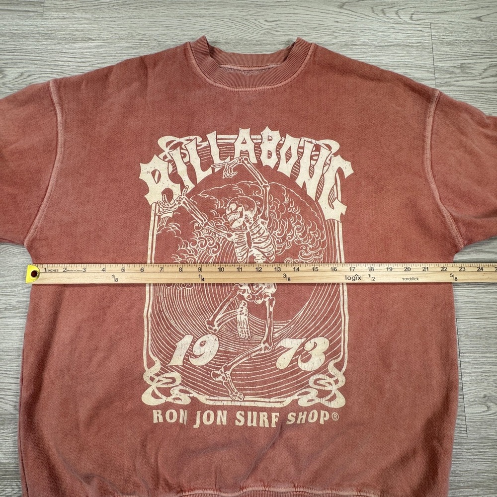 Billabong Men's Sweatshirt Ron Jon Surf Shop Skeleton Graphic Pink M/L - Picture 3 of 7